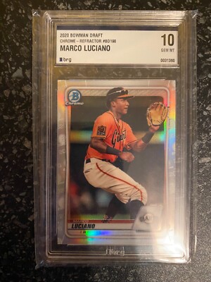 2020 Bowman Draft Chrome Refractor Marco Luciano #BD-190 BRG Grade 10 Gem Mint