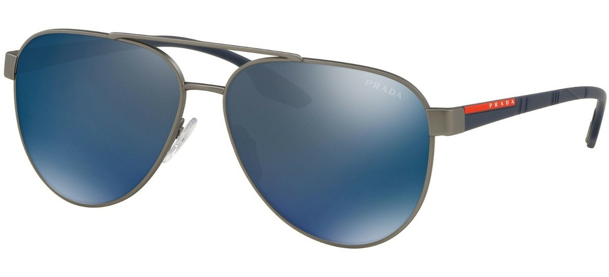 RARE New PRADA Linea Rossa Grey Blue Mirror Sunglasses PS 54TS SPS