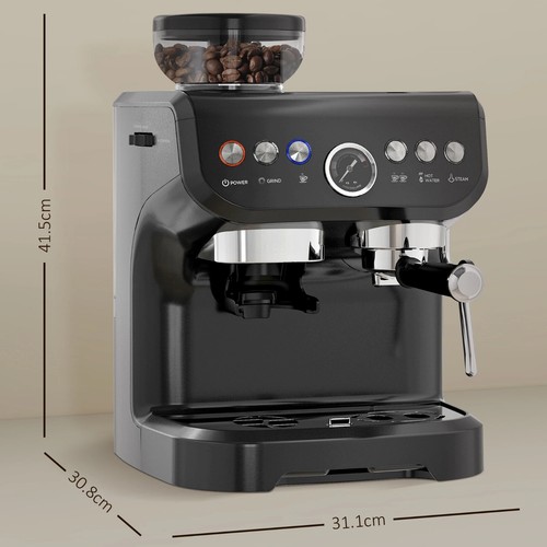 Espresso Machine | Integrated Bean Grinder & Steam Wand | 2L Water Tank - Picture 4 of 6