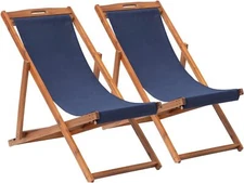 2 Set Outdoor Wooden Patio Lounge Chair Beach Sling Chair Set Height Portable