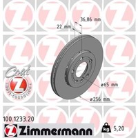 Zimmermann 2X Bremsscheibe Vorne Ø256 Mm AußEnbelüFtet FüR VW Golf IV 1J1 1.4