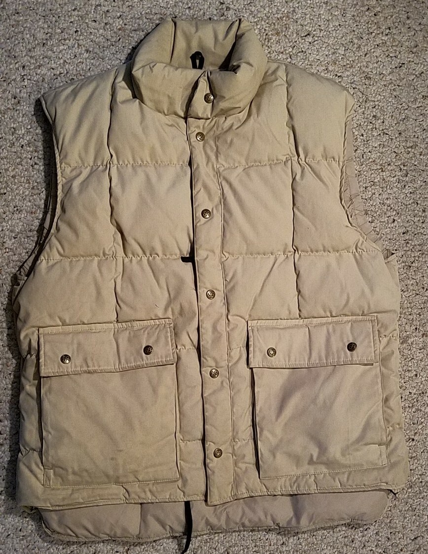 Eddie Bauer Premium Goose Down Vest Zip Front Color Beige men size