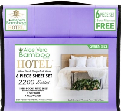 Aloe Vera Bamboo Hotel 6pc King Size Sheet Set | eBay