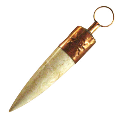 Tusk or Tooth shape Natural Stone Tribal Pendant Bug Motif Stone+Copper e13