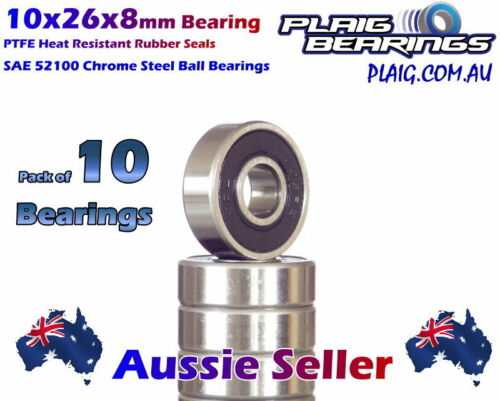 10x26x8mm Bearings (10) Precision Chrome Steel for Bicycle & RC 6000-2RS - Picture 1 of 2