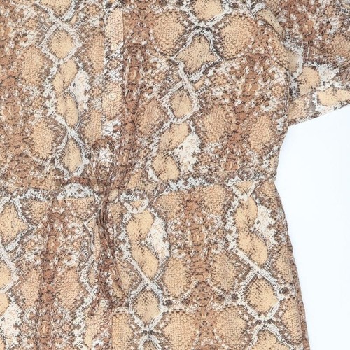 Abito camicia da donna beige Marks and Spencer stampa con animali poliestere taglia 10 colletto - Foto 8 di 10