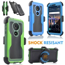 For MOTO G6 PLAY/G6 FORGE XT1922 Rugged Holster Armor Clear Case W/BuiltScreen  