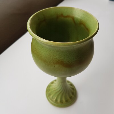Keramik Keramik glasiert Vase Topf Pflanze Fuß Übertopf Halter Kelch oliv Vintage