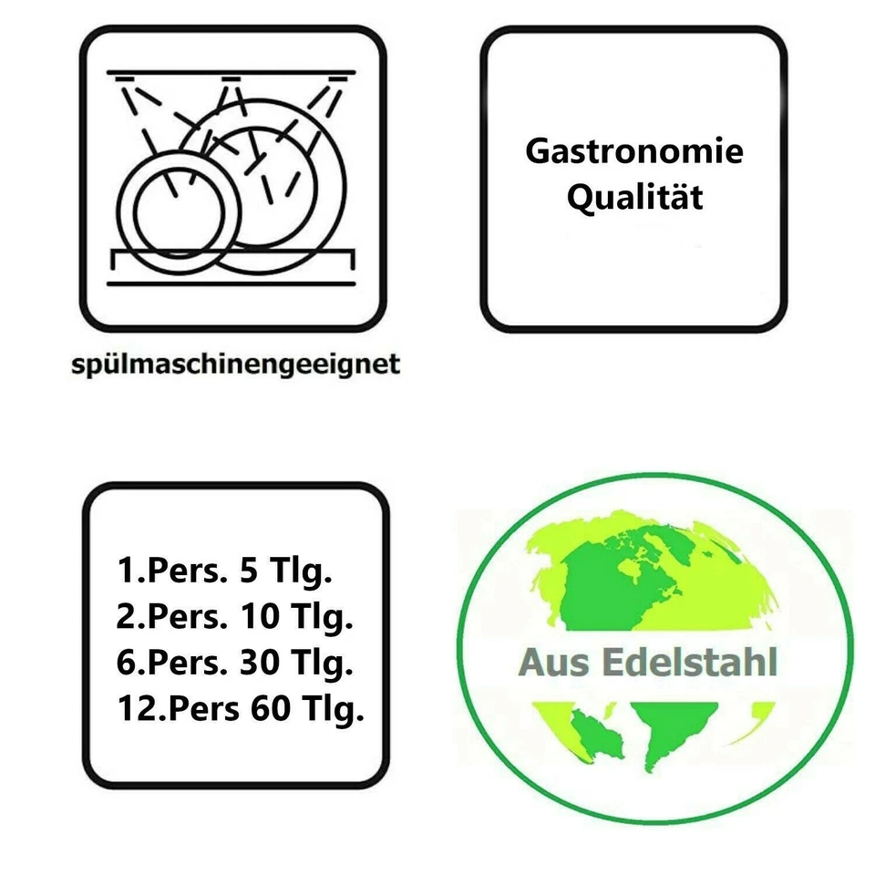 Bistro Besteck-Set Edelstahl EssbesteckTafelbesteck 1, 2, 6 oder 12 Personen  - Bild 2 von 2