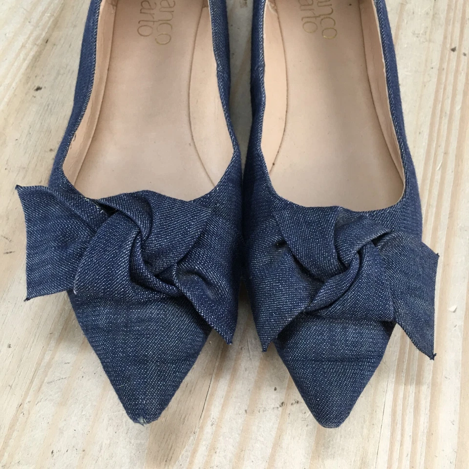 Zapatos Franco Sarto Mujer 7 M Abilene Sin Cordones Punta Ballet Planos Tela Azul Foto 4 de 4