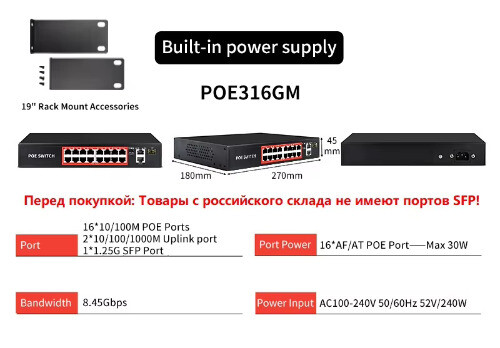 POE Switch 48V Active POE Network Switch 90W Power Supply Ethernet 10/100Mbps - 第 19/20 張圖片