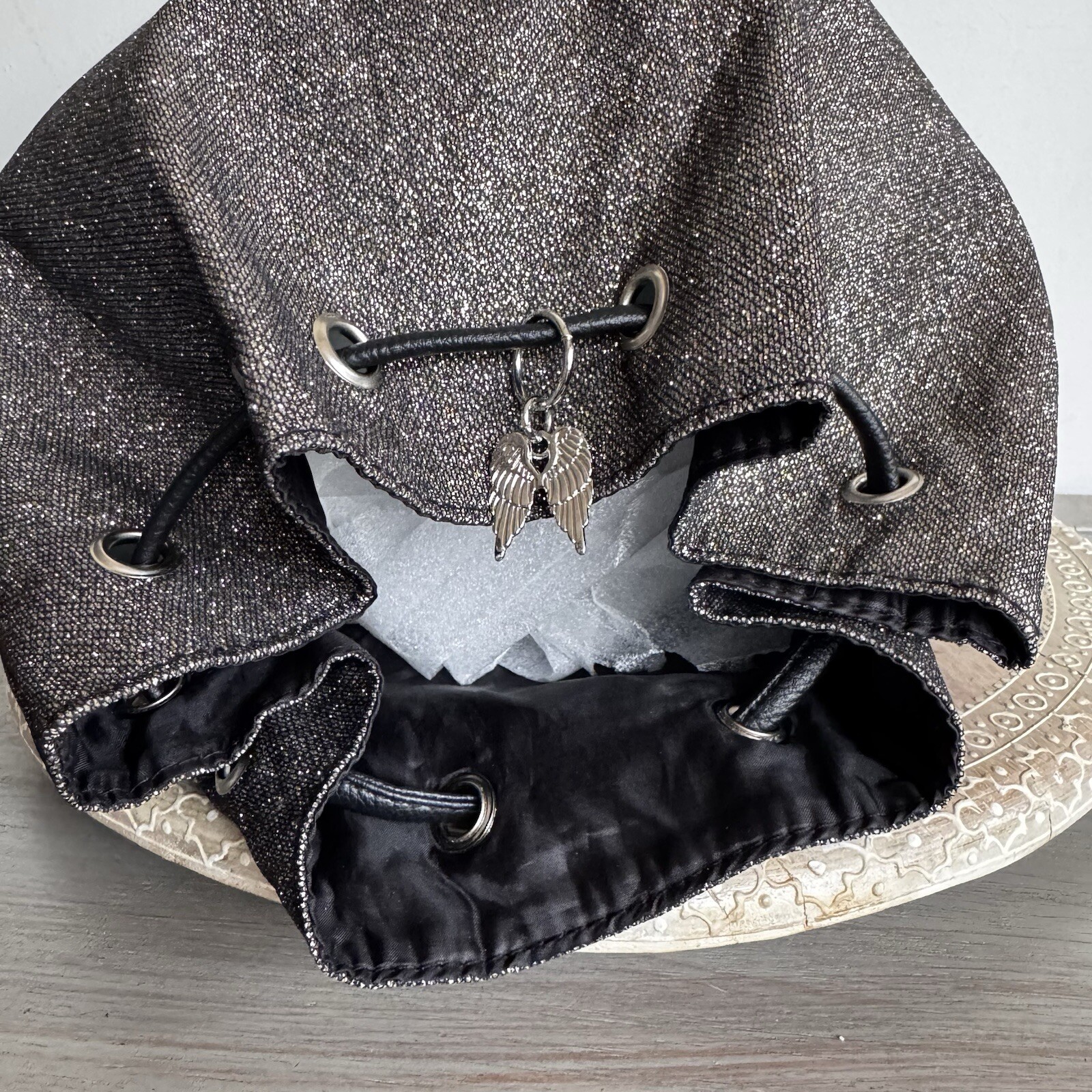 Victoria's Secret Bucket Drawstring Backpack Blac… - image 7