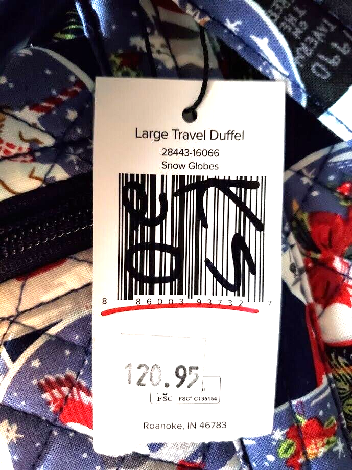 NEW/NWT VERA BRADLEY Large Travel Duffel Bag Luggage CarryChristmas