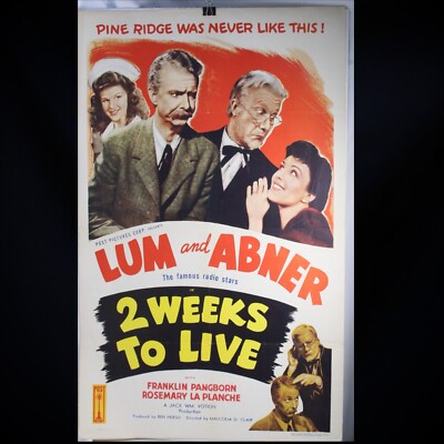 Lum Abner 2 Weeks to Live R 50 Movie Poster 27'' x 41'' Post Pictures Rereleased