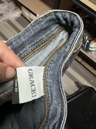 Grace In LA Pants Women's Sz 33 Bootcut Jeans Low Rise Embellished Pockets - Picture 4 of 16
