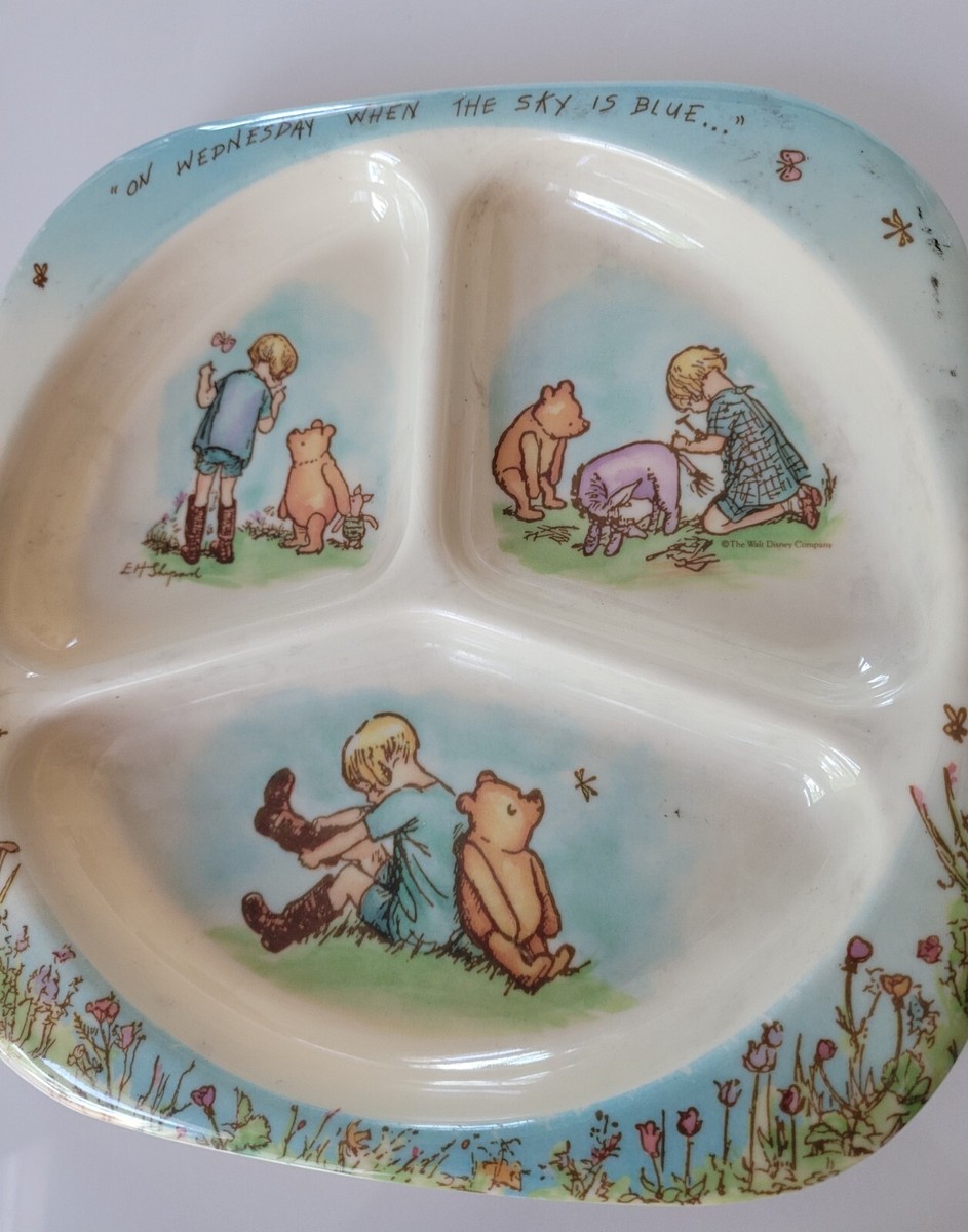 Vintage 1980's Disney Winnie The Pooh Melamine Plate Bowl Cup Set