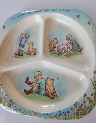 Vintage 1980's Disney Winnie The Pooh Melamine Plate Bowl Cup Set