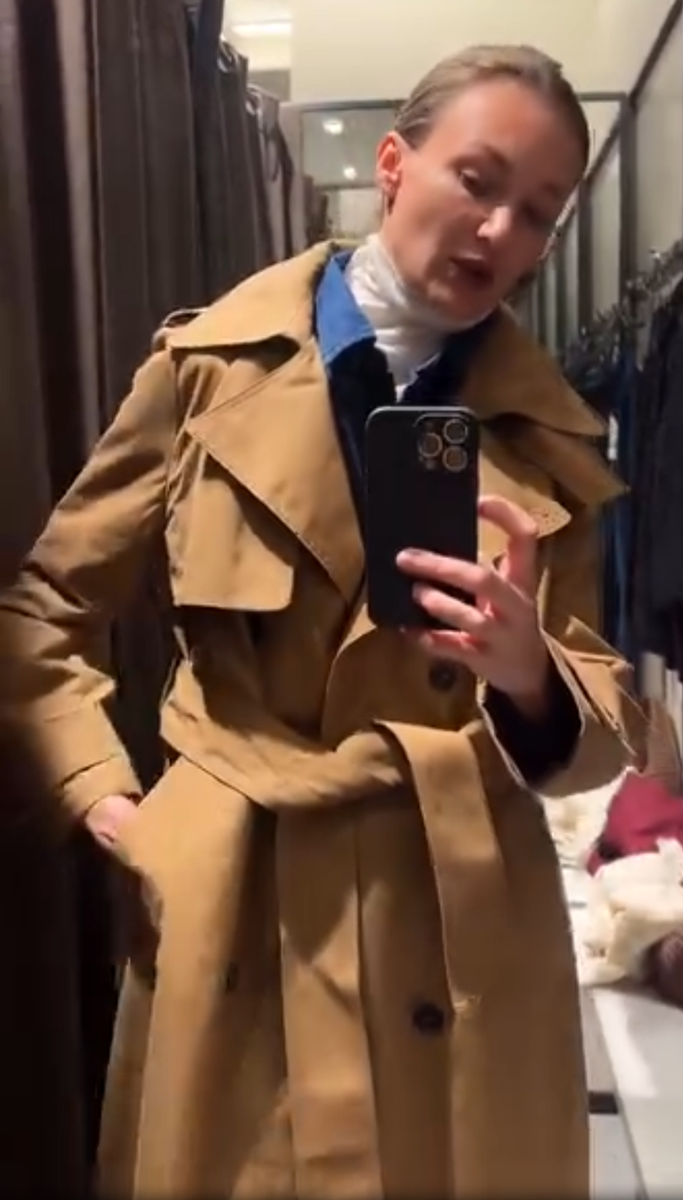 Zara Water Repellent Trench Coat ZW Collection Toffee Beige