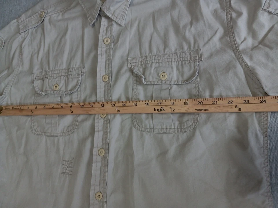 Мужская рубашка Jordan Craig XL с коротким рукавом на пуговицах сафари военная бежевая разорванная - Изображение 4 из 4