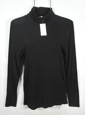 Splendid Women s Turtle Neck Blouse XL Elegant Fall Long Sleeve  Black Top NWT