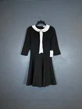 Unique Vintage M 6-8 black/white NEW middle dress women's crew neck