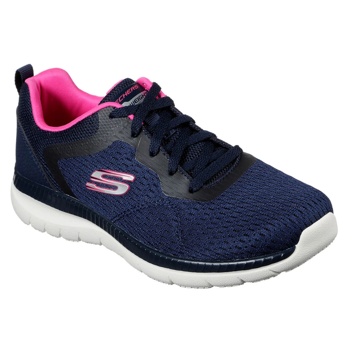Skechers Womens Bountiful Quick Path Trainers Navy Hot Pink UK
