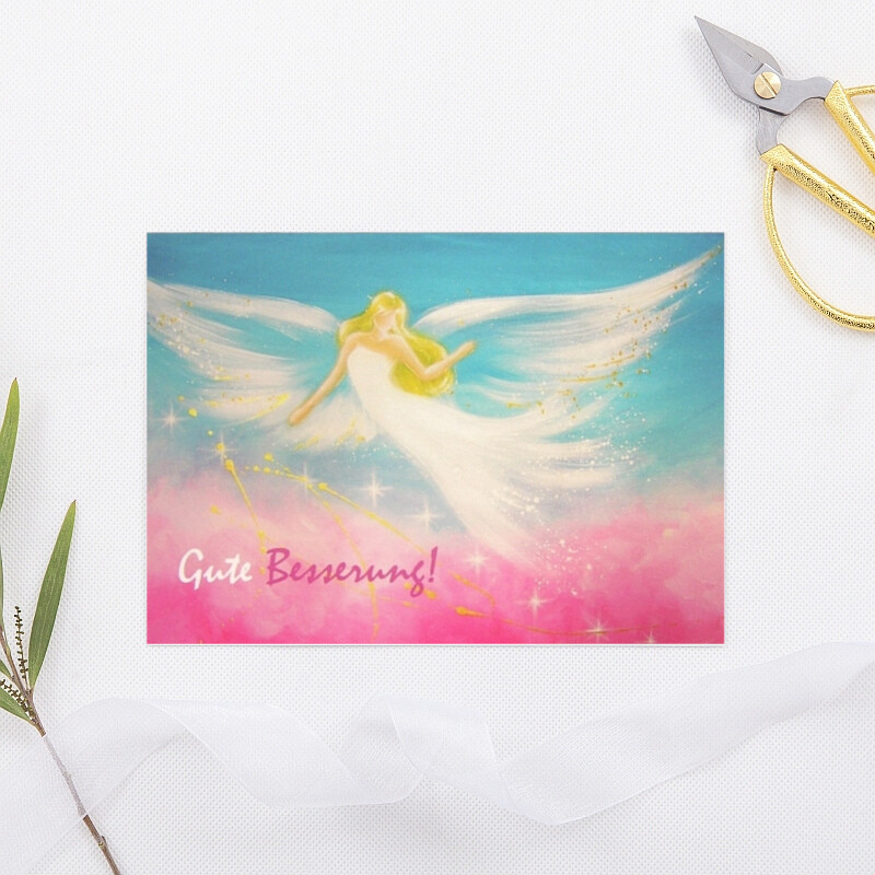 Genesungskarte "Gute Besserung" Krankheit,Postkarte, Karte, Engel, Beste Wünsche