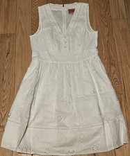 Kate Spade New York Women's Dress White Floral Eyelet Flare Sleeveless Dress