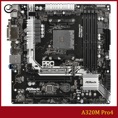FOR ASROCK A320M Pro4 64GB AMD AM4 VGA DVI HDMI Micro ATX Motherboard Test OK