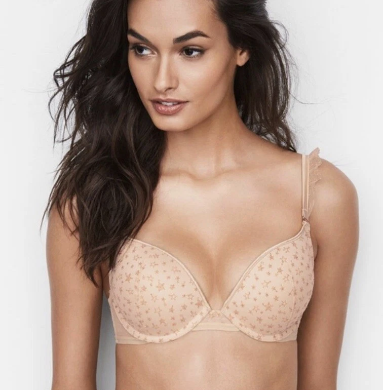 Victoria's Secret Pink Wear Everywhere Push Up Bra, Padded, Smoothing, Bras  for Women, Beige (32A) at  Women's Clothing store