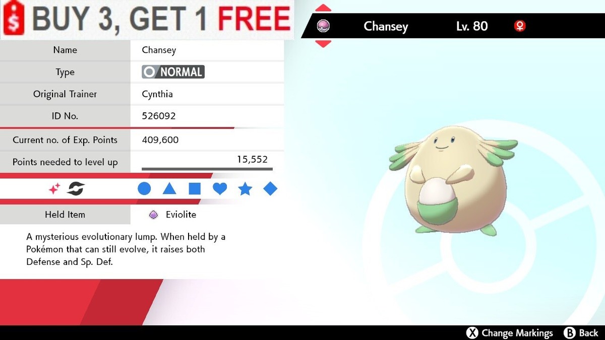 ✨ Shiny Chansey ✨ Pokemon Sword and Shield Perfect IV 🚀 Fast Delivery 🚀