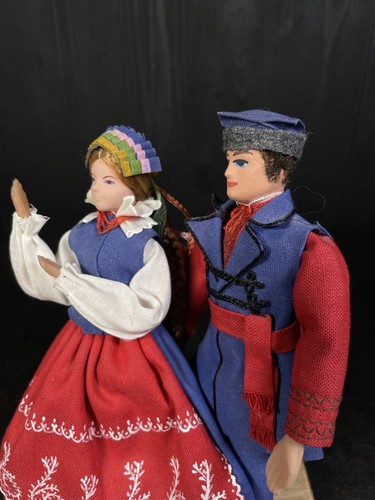 Vintage Spoldzielnia Pracy R.L.i.A. Folk Doll Dancers Hand Made Red And Blue - Picture 2 of 6