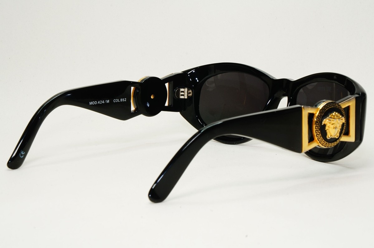 GIANNI VERSACE / サングラス/ウェリントン/ベッコウ柄/BRW/BLK/メンズ/MOD.424 Gianni Versace Sunglasses 1996 Vintage Black MOD 424/M COL 852
