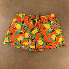 Casual Shorts Womens Orange Multicolor Floral Pocket Drawstring M New