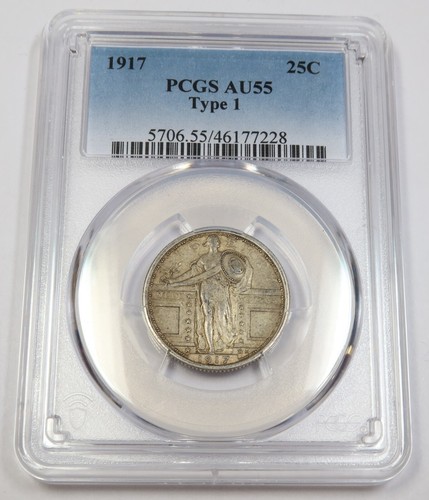 1917 P PCGS AU55 - TYPE 1 | Standing Liberty Quarter - 25c US Coin #41610B