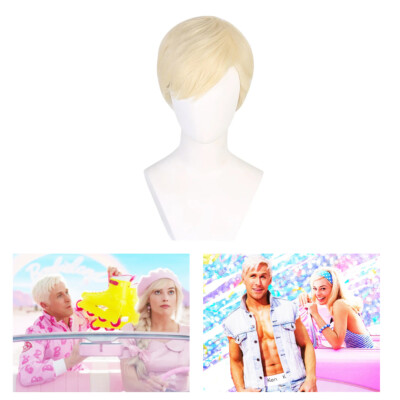 Film Barbie Ken Cosplay Perücke kurze goldene Haare Karneval Party Halloween DE.