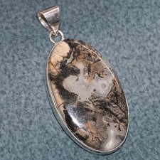 Rock Fossil 925 Silver Plated Pendant 2.2" Weekend Style Jewelry Trendy AU k849