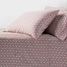 Full 400 Thread Count Christmas Holiday Performance Sheet Set Woodblock Leaf -