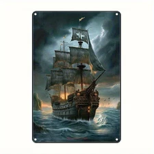 Vintage Nautical Sailing Ship Tin Metal Signs Home Décor 8x12 Wall Art Rustic 