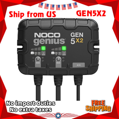 NOCO Genius GEN5X2 2-Bank 10A 12V Marine Battery Charger Lithium AGM Smart