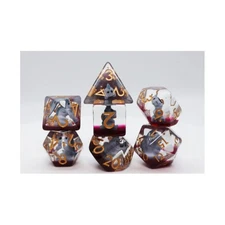 Foam Brain Dice Poly Set - Gray T-Rex w/Gold (7) New