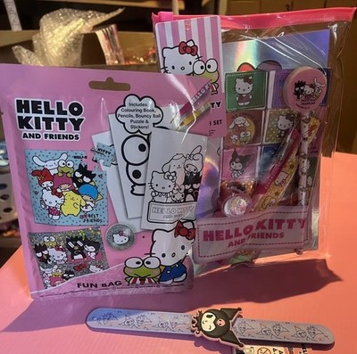 HELLO KITTY GESCHENKE PAKET ARTIKEL TAGEBUCH DRUCKKNOPFBAND SPASS TASCHE STRUMPF FÜLLER SANRIO