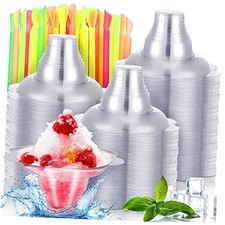 4 oz Snow Cone Cup with Straws Cute Reusable Flower Shaped Ice Cream Snacks 150