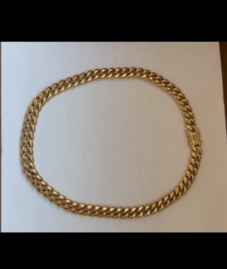 "Collar de cadena de eslabones cubanos Miami relleno de oro para hombre cadena de eslabones de 26"" 12 mm".
