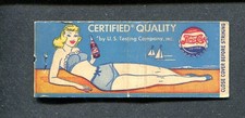 Pepsi Cola Certified Quality Vintage Girlie Matchbook Cover US Testing Company