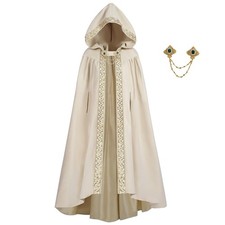 Long Hooded Cloak for Women Suede Hooded Cape Medieval Renaissance Cloak Hall...