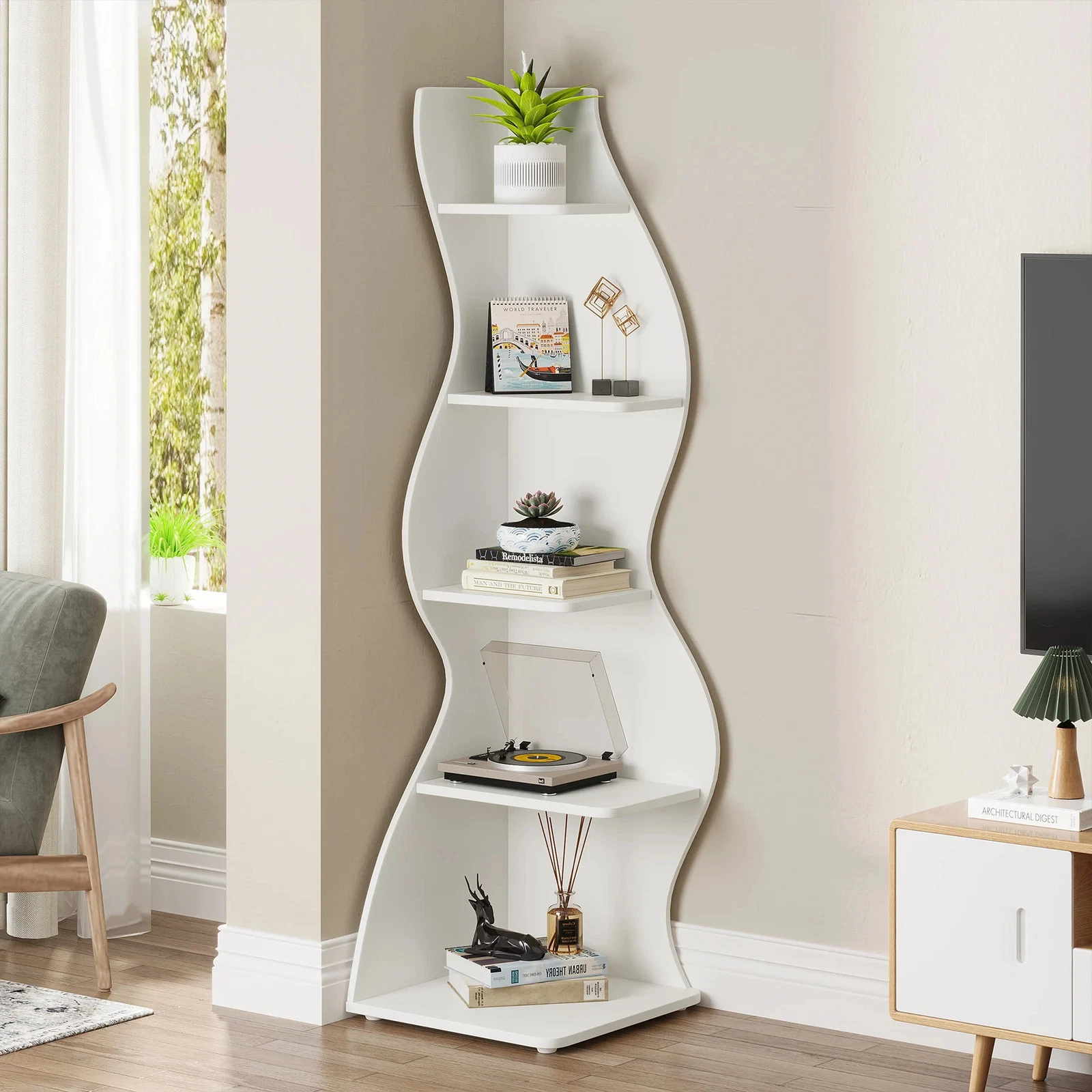 Tribesigns 5-Tier Corner Shelf Modern Wall Bookshelf Storage Rack Plant Stand
Opens in a new window