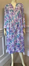 Unbranded WN SZ XL Vintage Housecoat Zipper Front Floral Ribbon Accent Knee Lgth