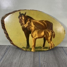 Vintage Retro Horse Colt Wooden Log Slice Wall Plaque Arkansas 17”x11” USA Made