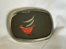 Vintage Metal Belt Buckle Red Chicken Peas Marked 719